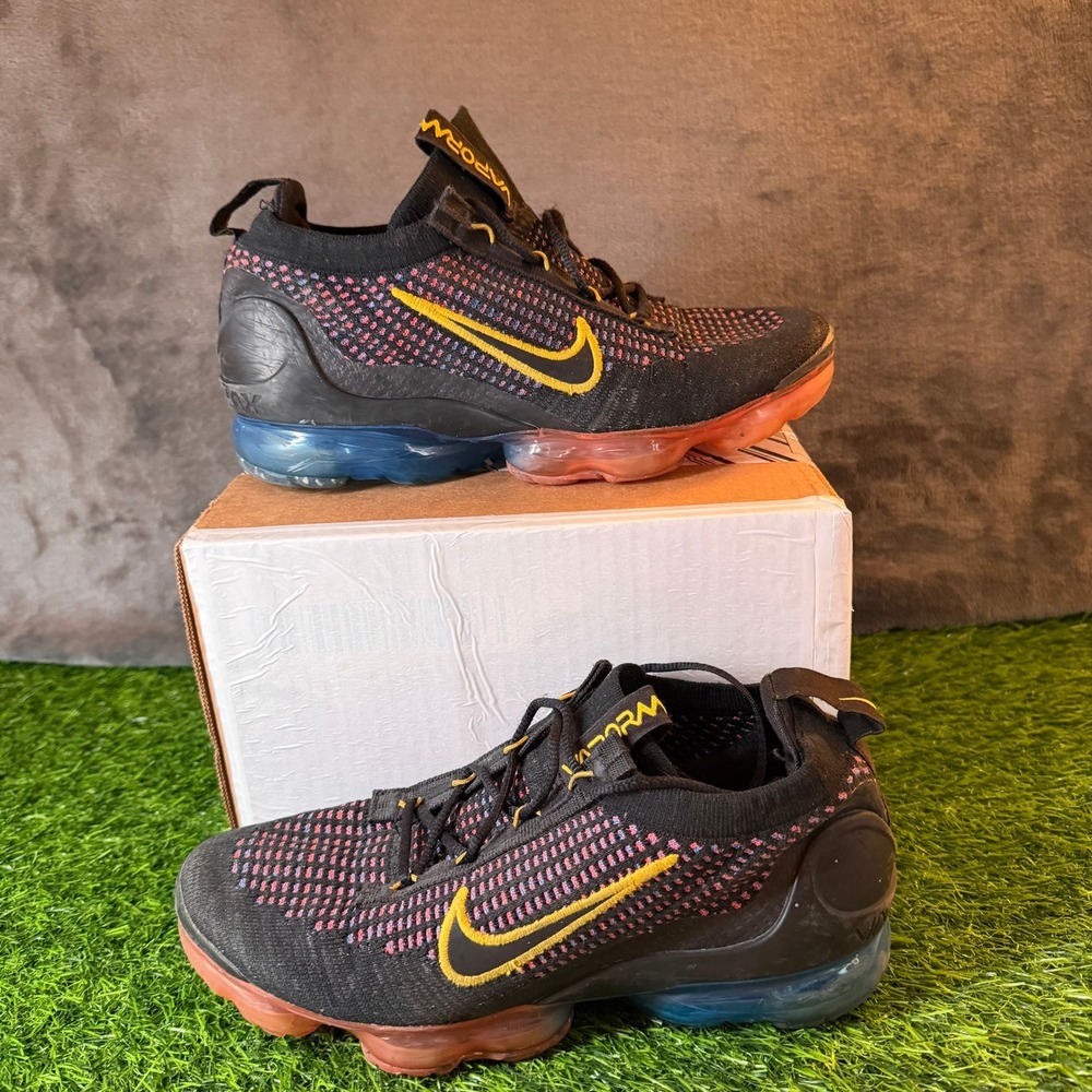 Nike Air Vapormax 2021 FK Kids Sneakers Black Yellow DV2198-001 Youth Size 6Y
